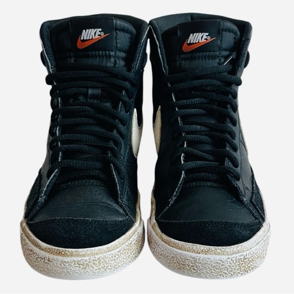 Nike Blazer Mid 77 Black Leather High Top Sneakers Mens 5.5 Lace Up Trainers - Picture 3 of 8